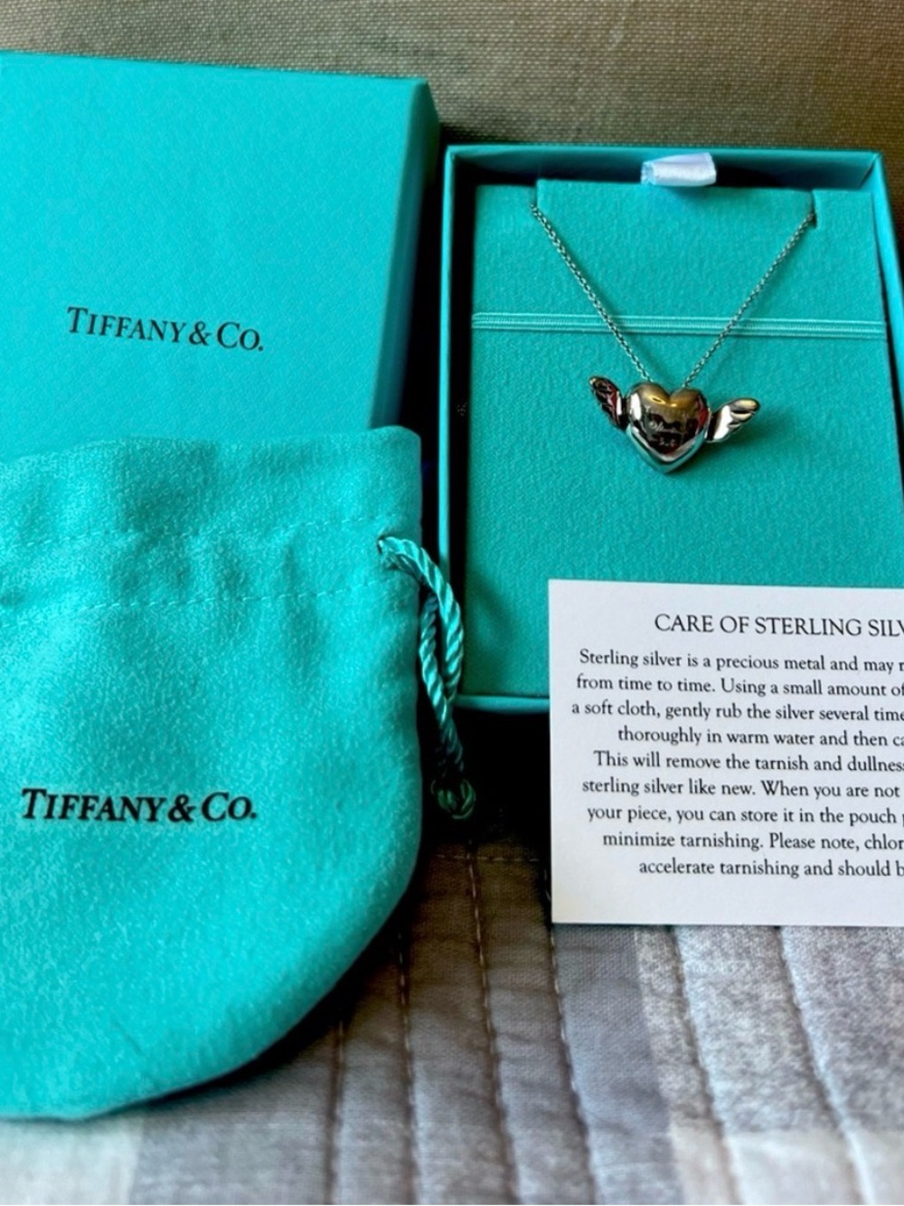 Tiffany & Co. Sterling Silver Winged Heart Necklace